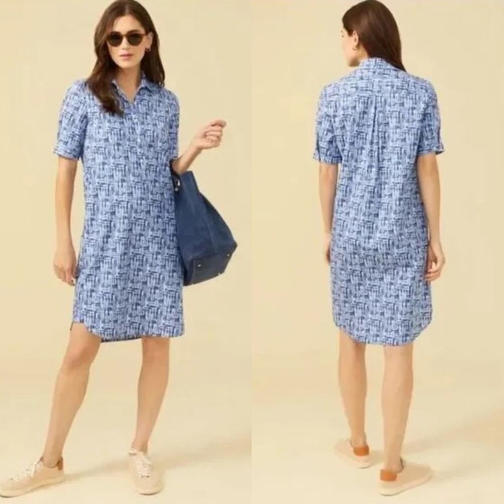 J. McLaughlin Blue Printed Shirt Dress